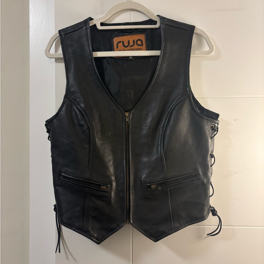 Rusa Black Leather Vest
